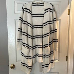 Black and white striped cardigan